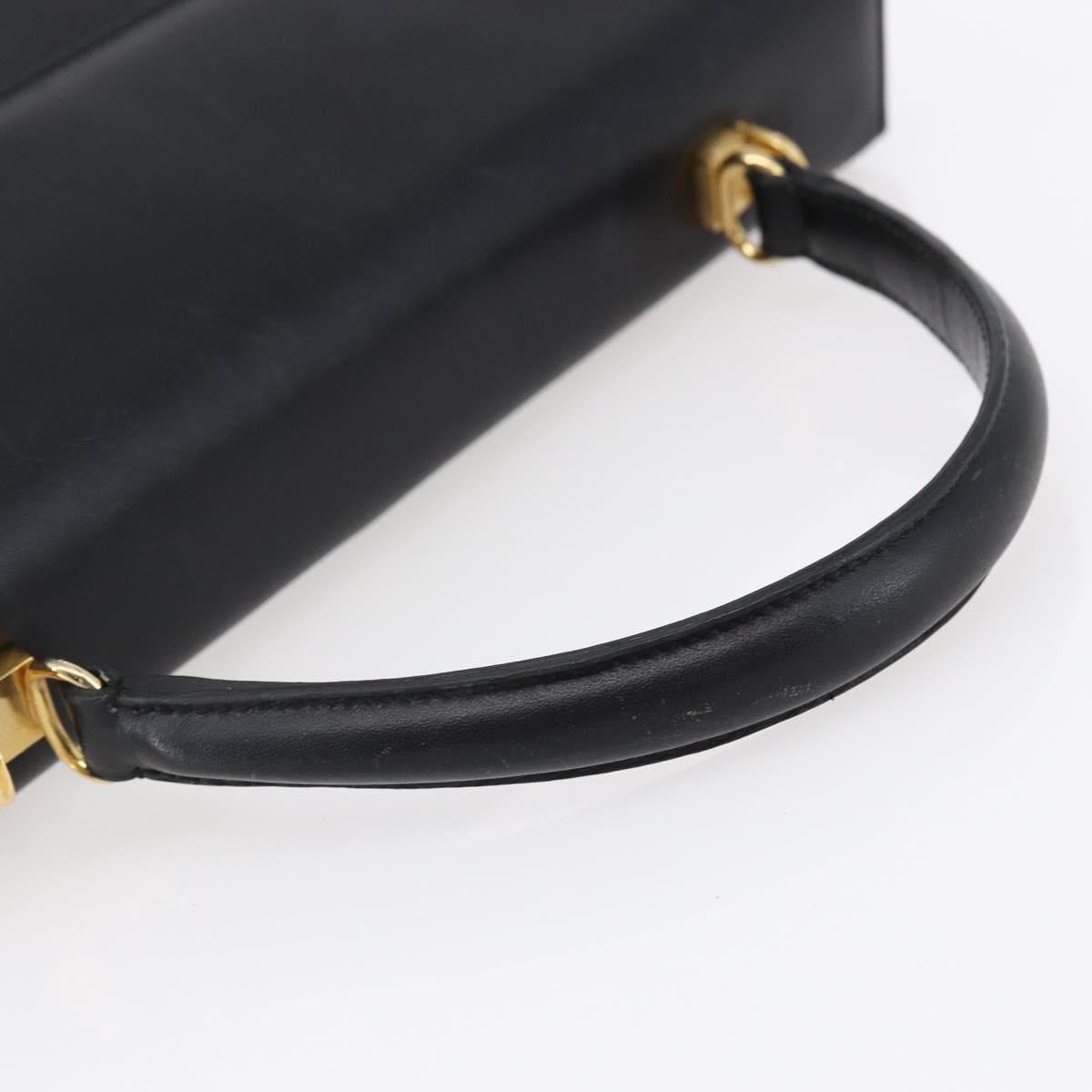 Salvatore Ferragamo Gancini Hand Bag Leather 2way Black Gold Auth 147510