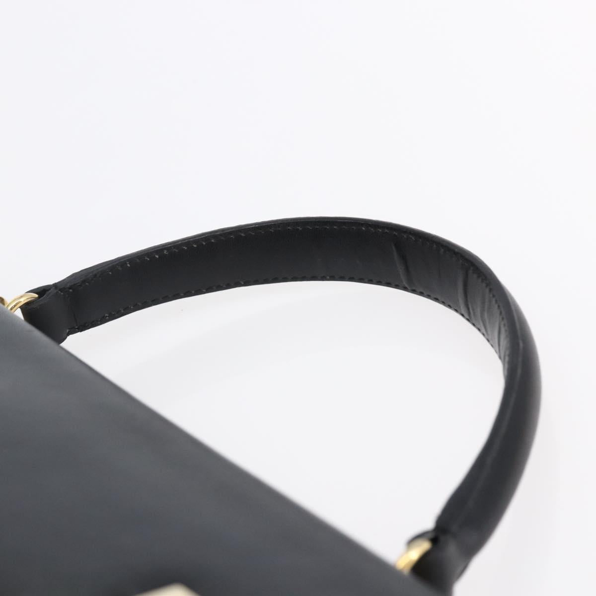 Salvatore Ferragamo Gancini Hand Bag Leather 2way Black Gold Auth 147510