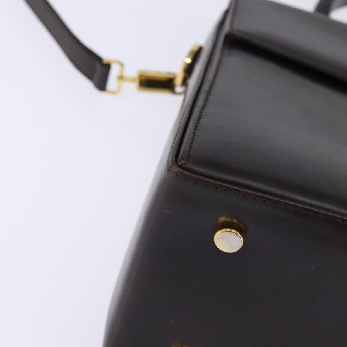 Salvatore Ferragamo Gancini Hand Bag Leather 2way Brown Gold Auth 147511