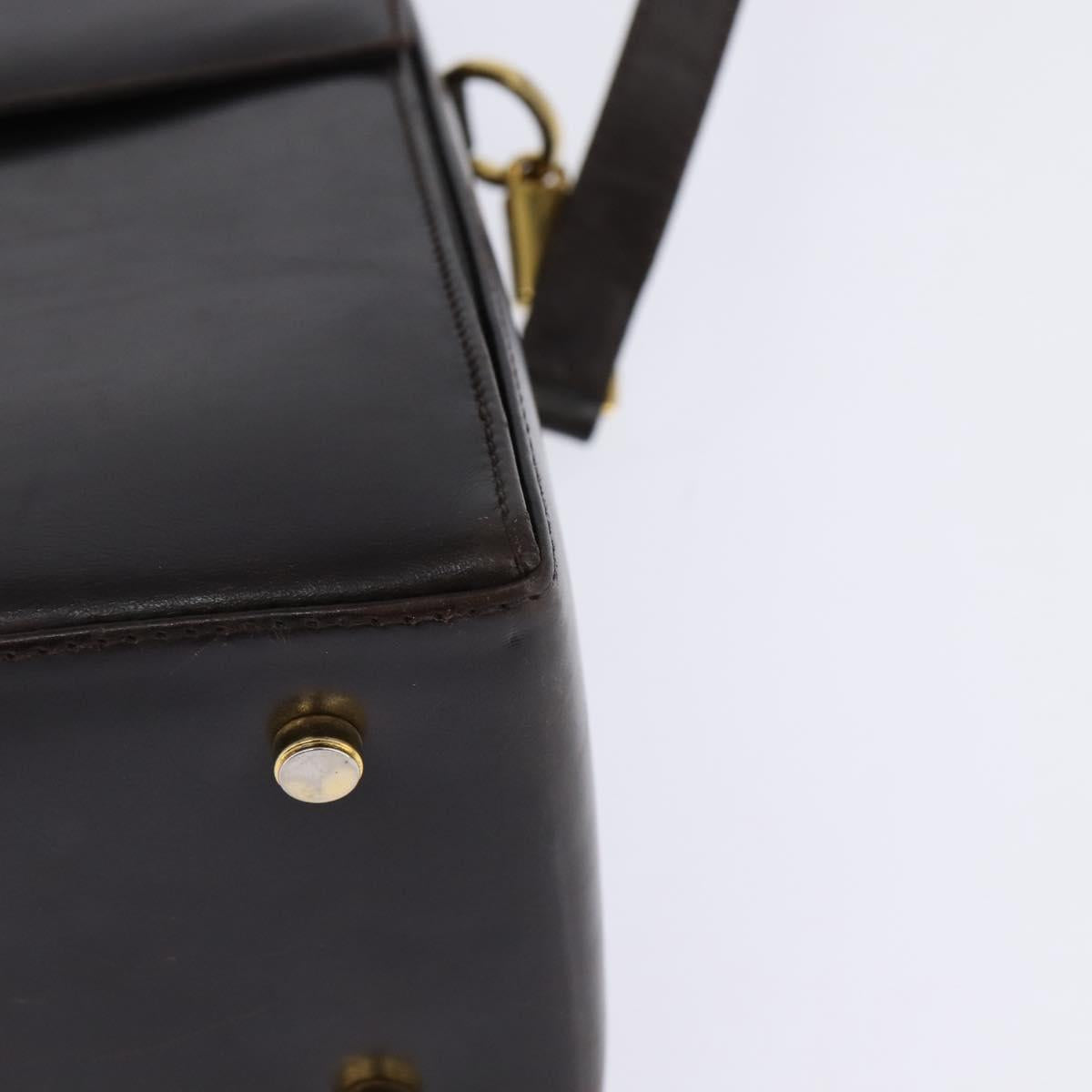 Salvatore Ferragamo Gancini Hand Bag Leather 2way Brown Gold Auth 147511