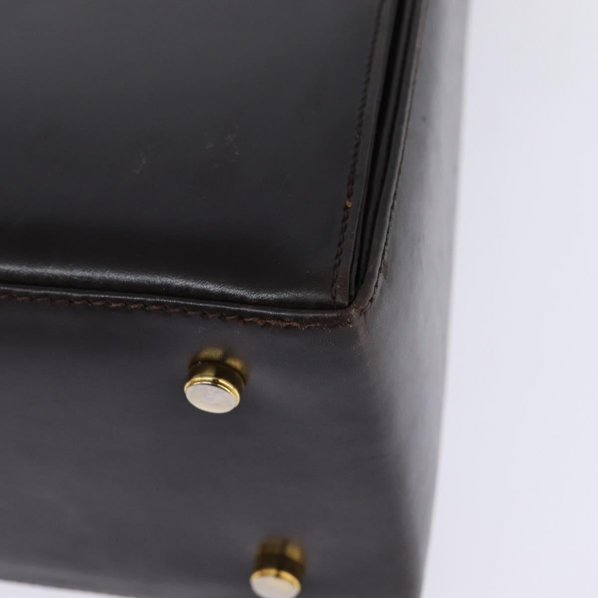 Salvatore Ferragamo Gancini Hand Bag Leather 2way Brown Gold Auth 147511