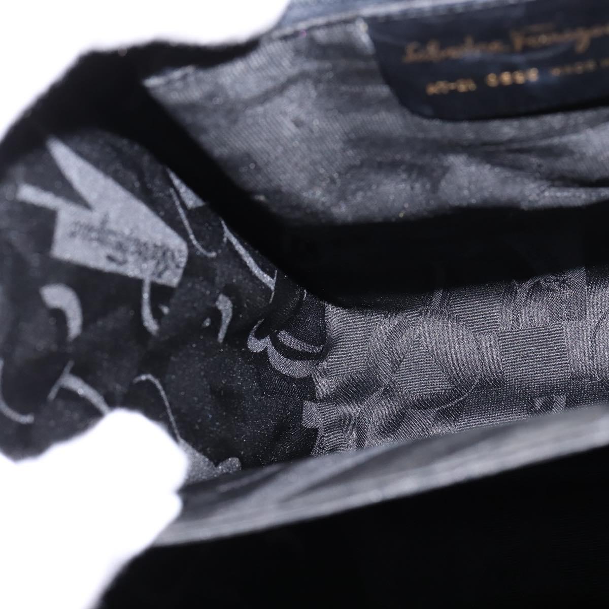 Salvatore Ferragamo Gancini Hand Bag Leather 2way Brown Gold Auth 147511