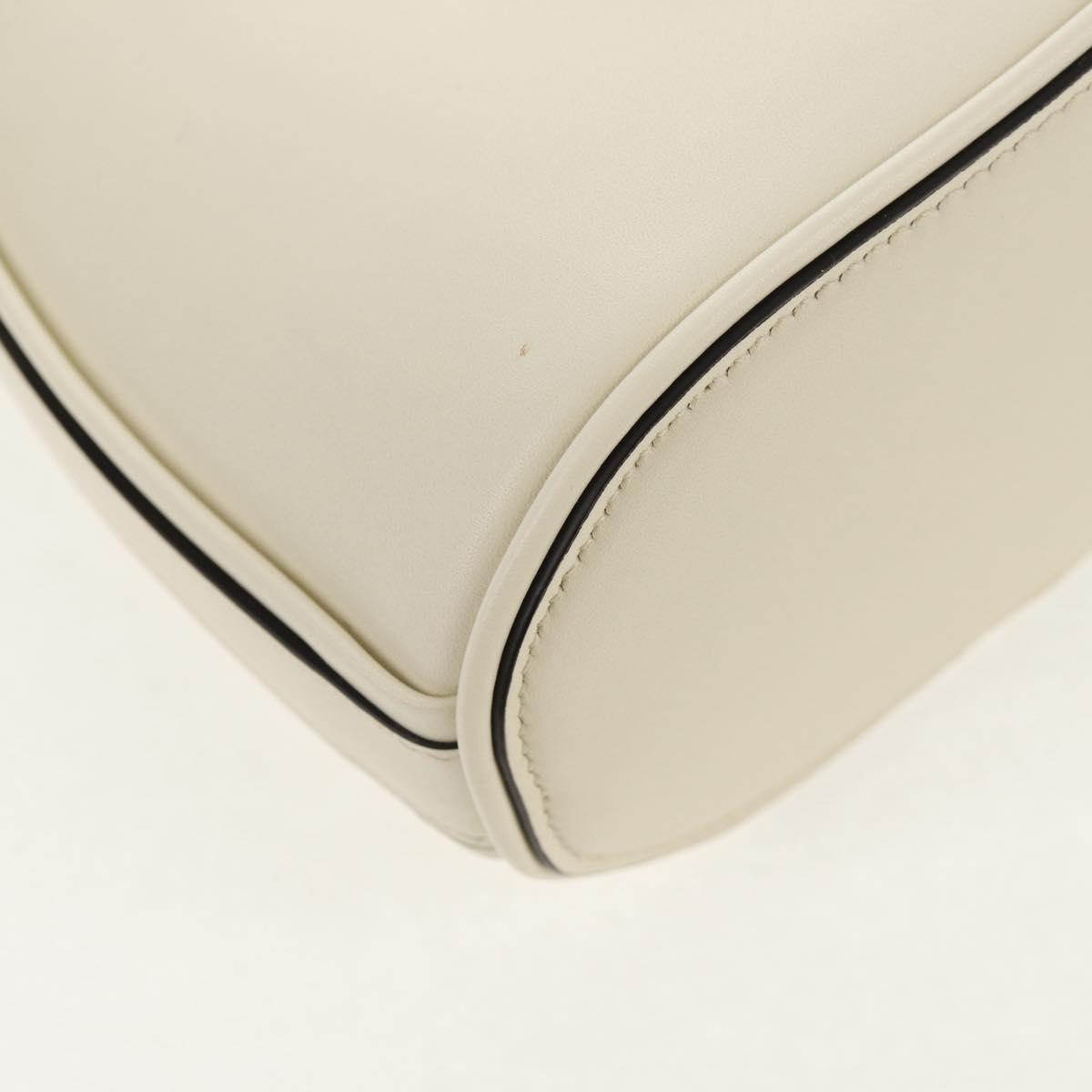 Salvatore Ferragamo Gancini Hand Bag Leather 2way White Gold Auth 147514M