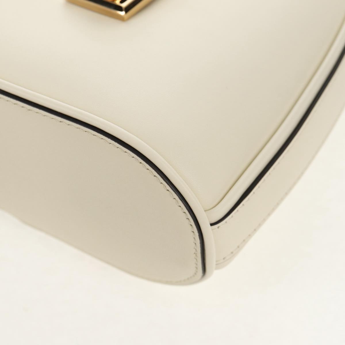 Salvatore Ferragamo Gancini Hand Bag Leather 2way White Gold Auth 147514M