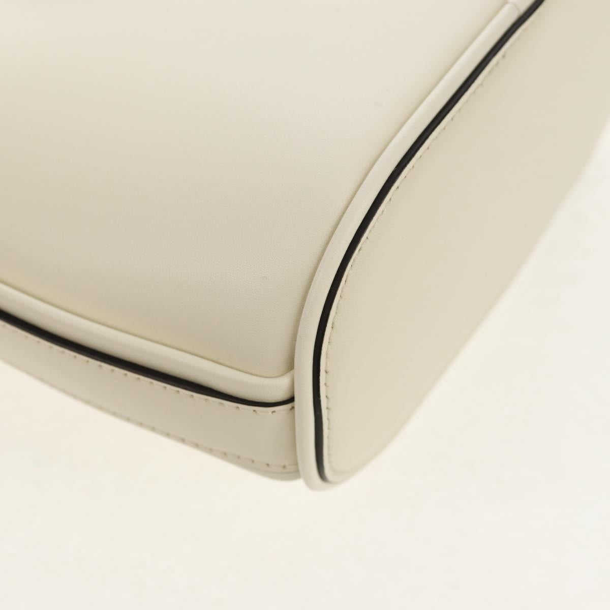 Salvatore Ferragamo Gancini Hand Bag Leather 2way White Gold Auth 147514M