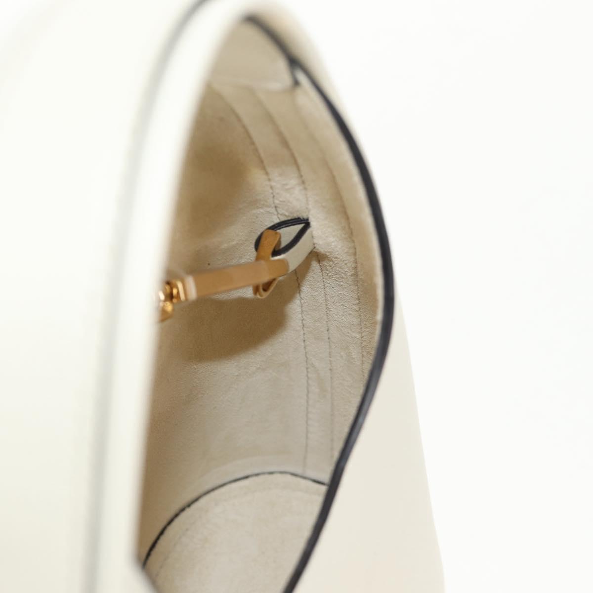 Salvatore Ferragamo Gancini Hand Bag Leather 2way White Gold Auth 147514M