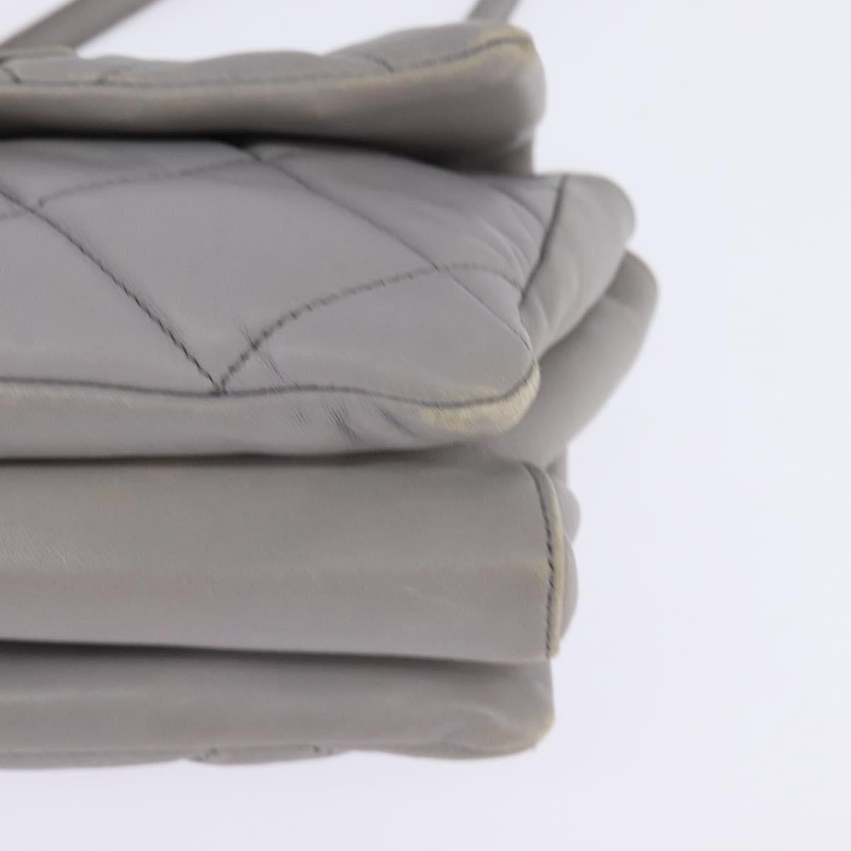 Salvatore Ferragamo Chain Vala Shoulder Bag Leather Gray Gold Auth 147515