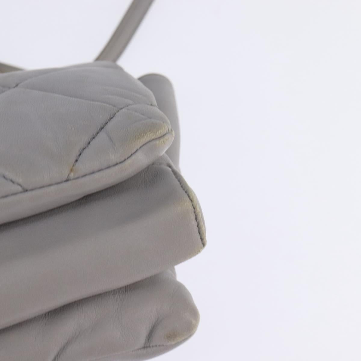 Salvatore Ferragamo Chain Vala Shoulder Bag Leather Gray Gold Auth 147515