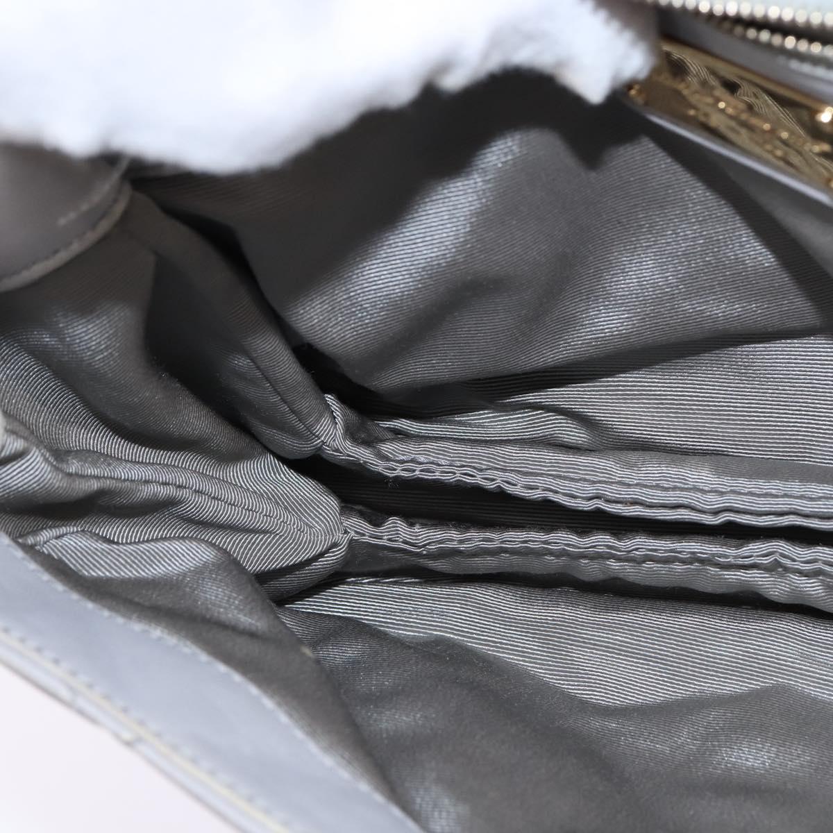 Salvatore Ferragamo Chain Vala Shoulder Bag Leather Gray Gold Auth 147515