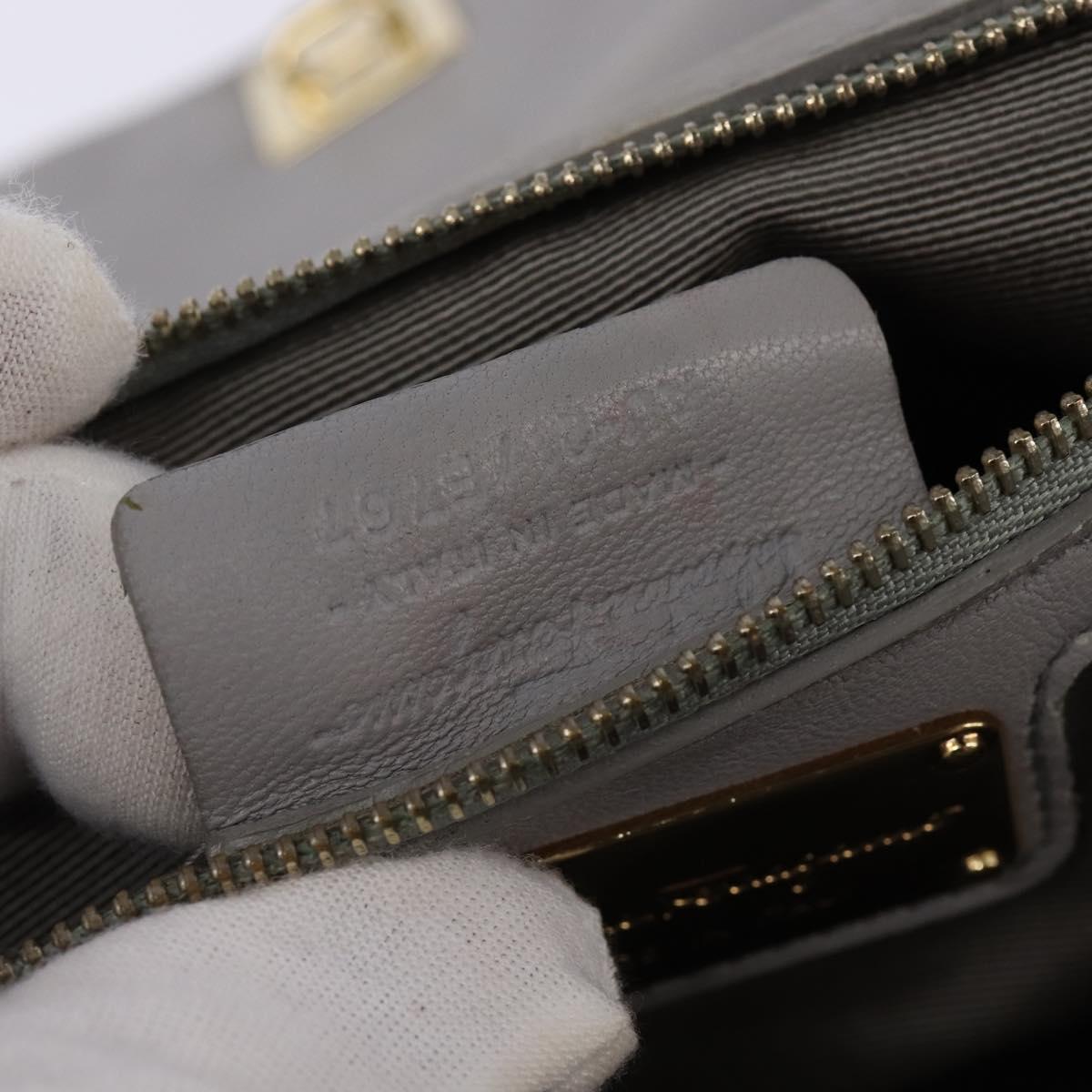 Salvatore Ferragamo Chain Vala Shoulder Bag Leather Gray Gold Auth 147515