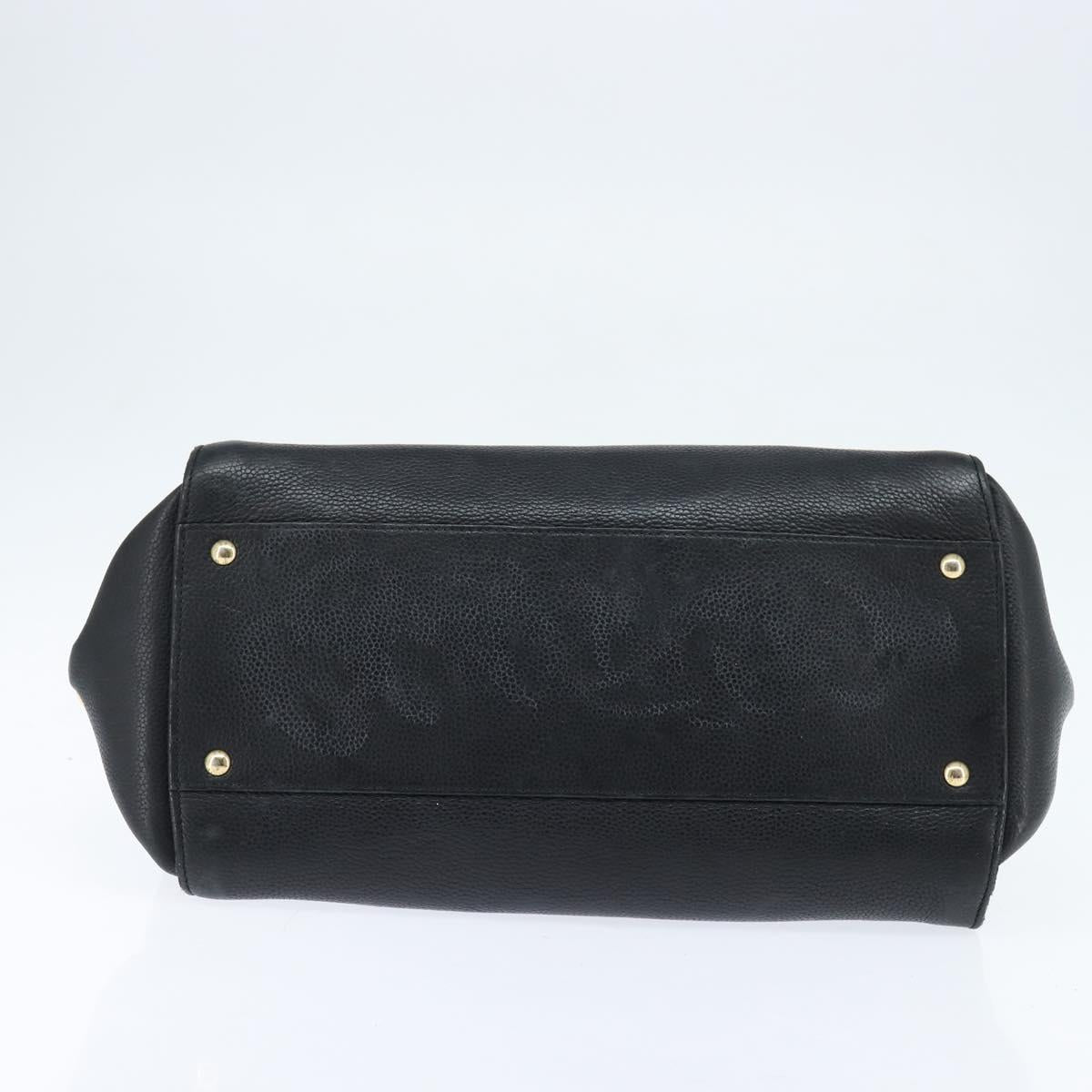 Salvatore Ferragamo Gancini Sophia Hand Bag Leather 2way Black Gold Auth 147516