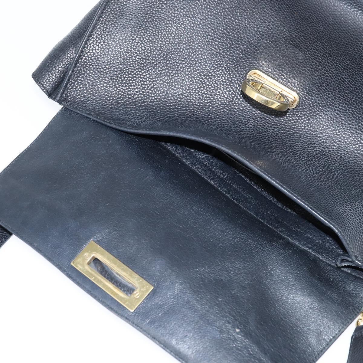 Salvatore Ferragamo Gancini Sophia Hand Bag Leather 2way Black Gold Auth 147516