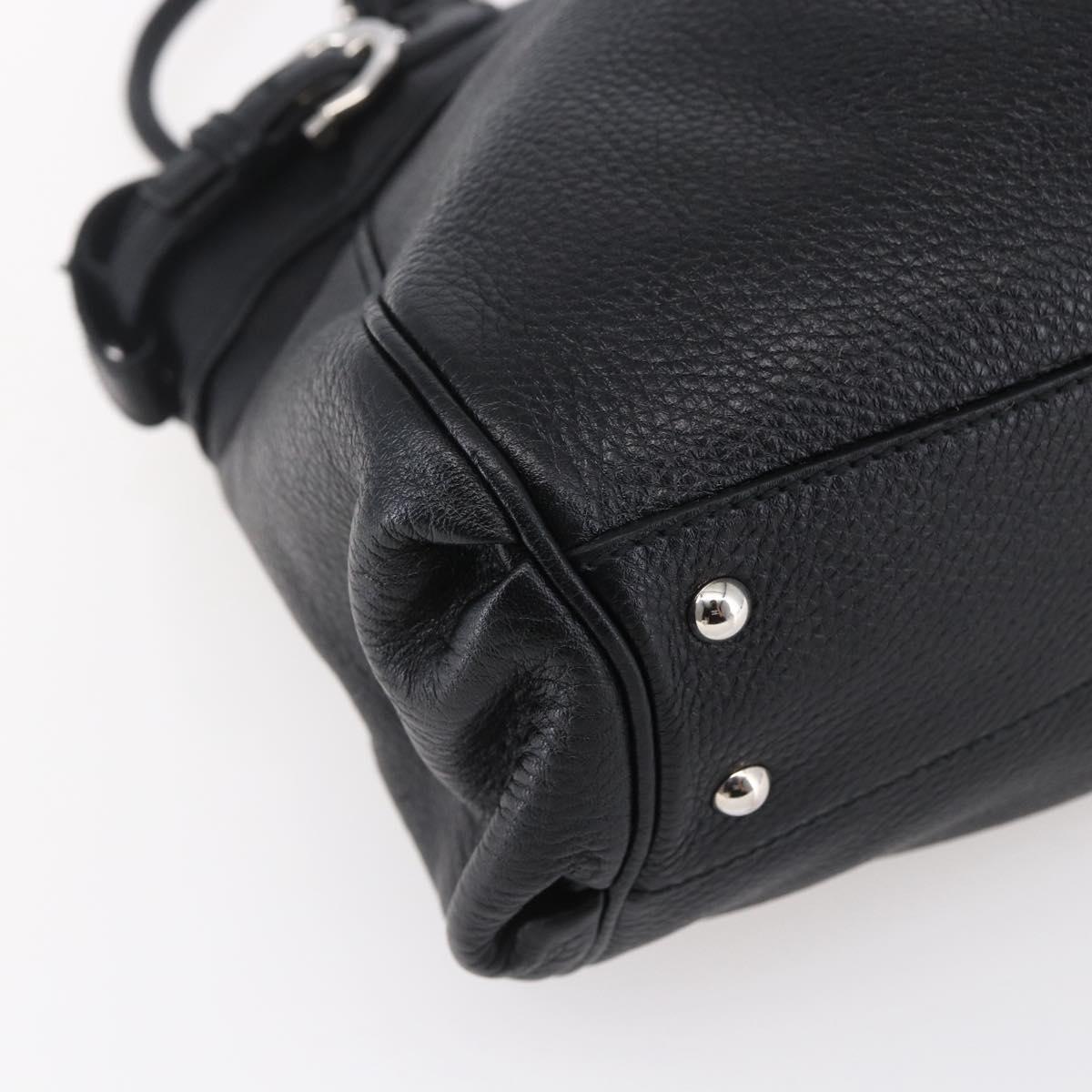 Salvatore Ferragamo Gancini Tote Bag Leather Black Silver Auth 147518