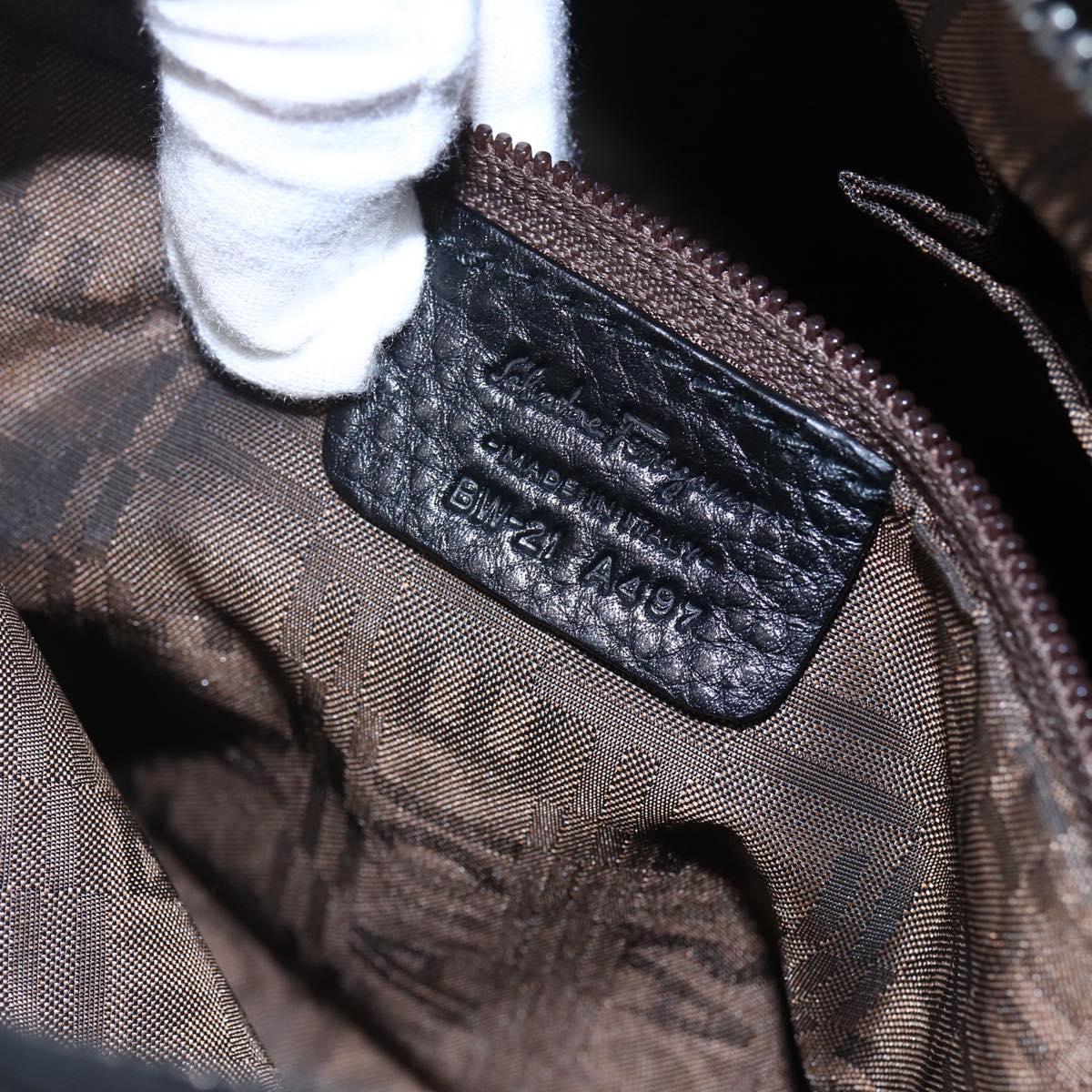 Salvatore Ferragamo Gancini Tote Bag Leather Black Silver Auth 147518