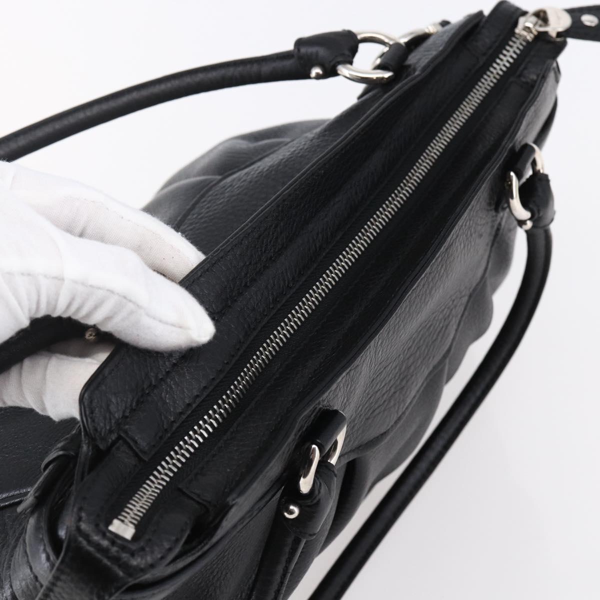 Salvatore Ferragamo Gancini Tote Bag Leather Black Silver Auth 147518