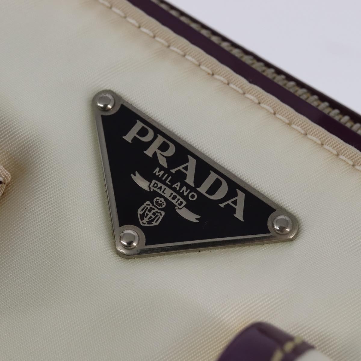 PRADA Shoulder Bag Nylon Enamel White Silver Auth 147522