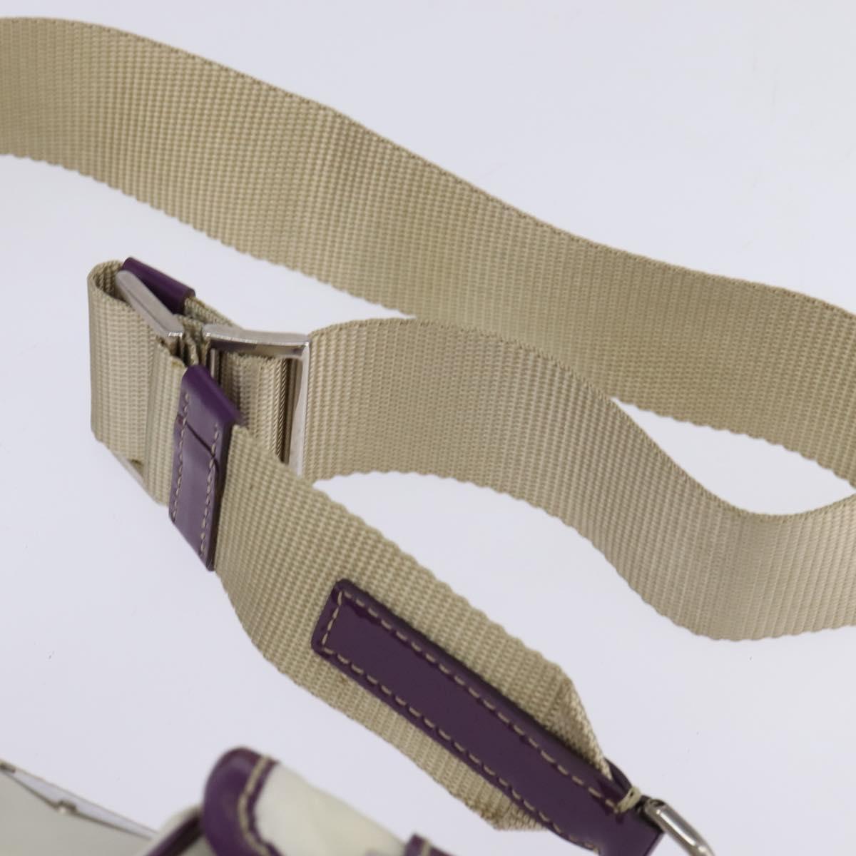 PRADA Shoulder Bag Nylon Enamel White Silver Auth 147522