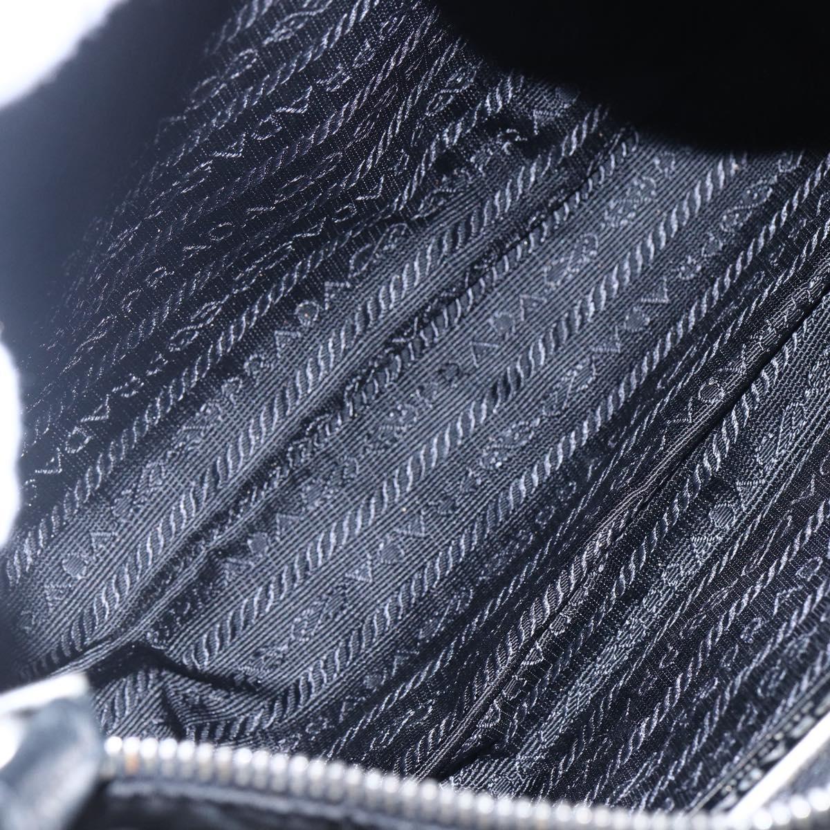 PRADA Shoulder Bag Nylon Leather Beige Silver Auth 147523