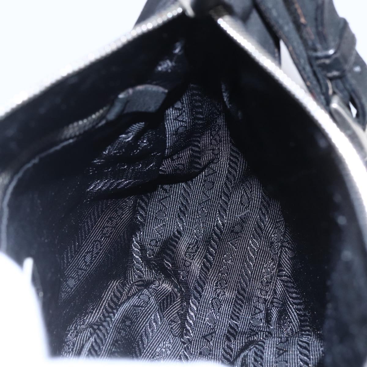 PRADA Shoulder Bag Nylon Leather Beige Silver Auth 147523