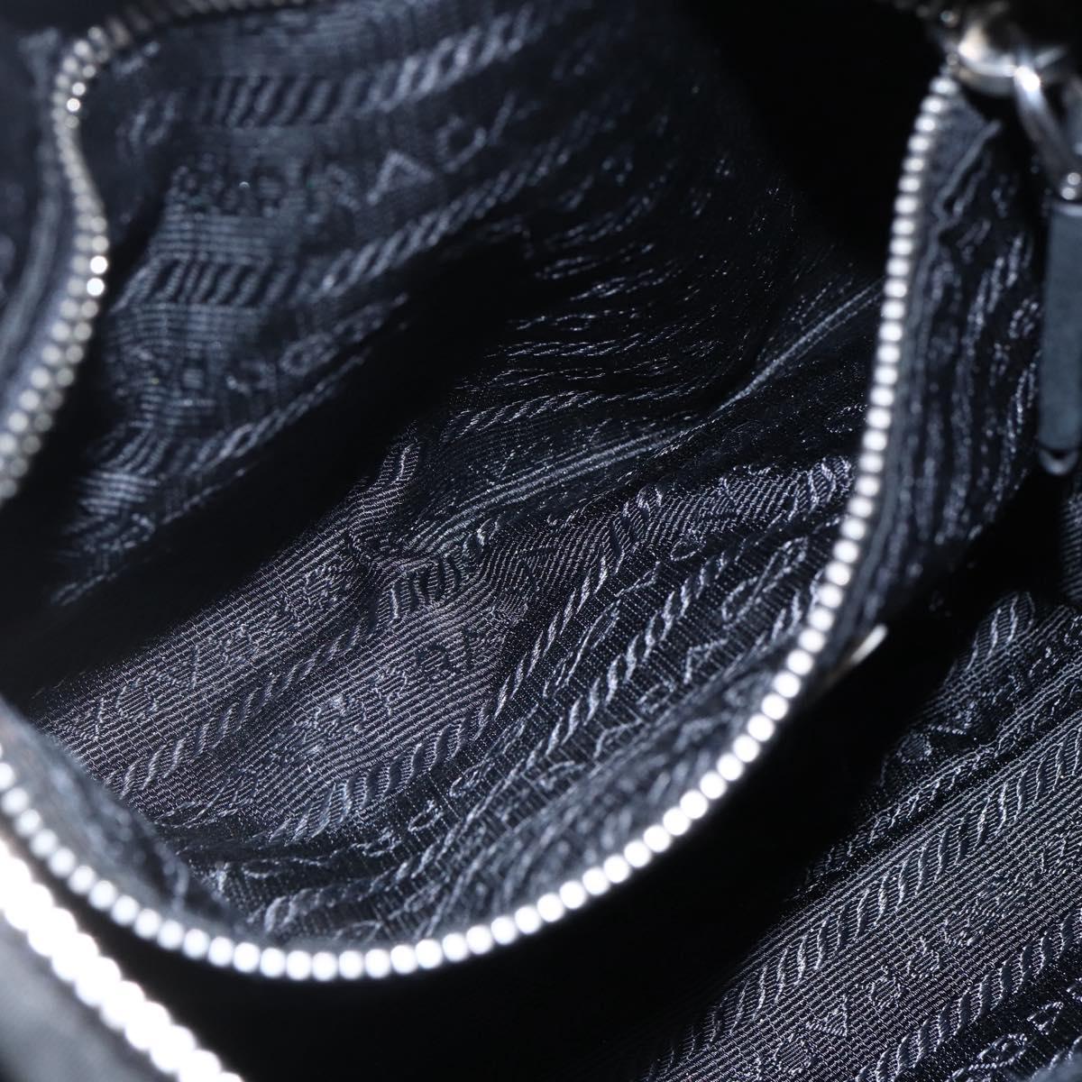 PRADA Shoulder Bag Nylon Leather Beige Silver Auth 147523