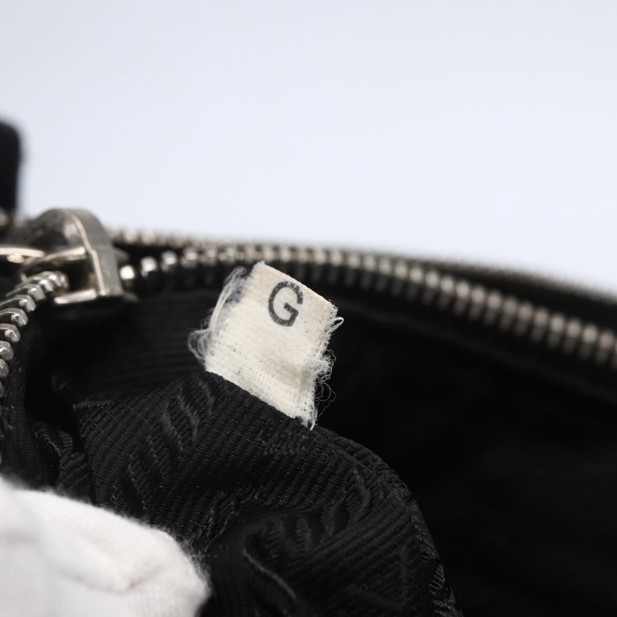 PRADA Shoulder Bag Nylon Leather Beige Silver Auth 147523