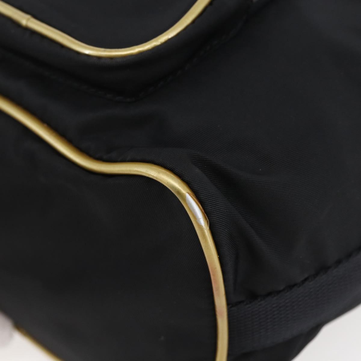 PRADA Hand Bag Nylon Black Silver Auth 147526