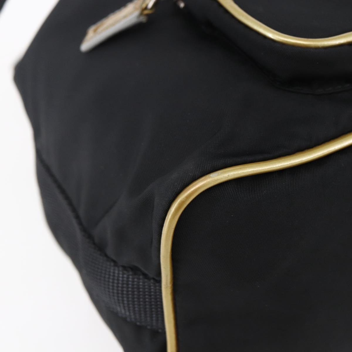PRADA Hand Bag Nylon Black Silver Auth 147526