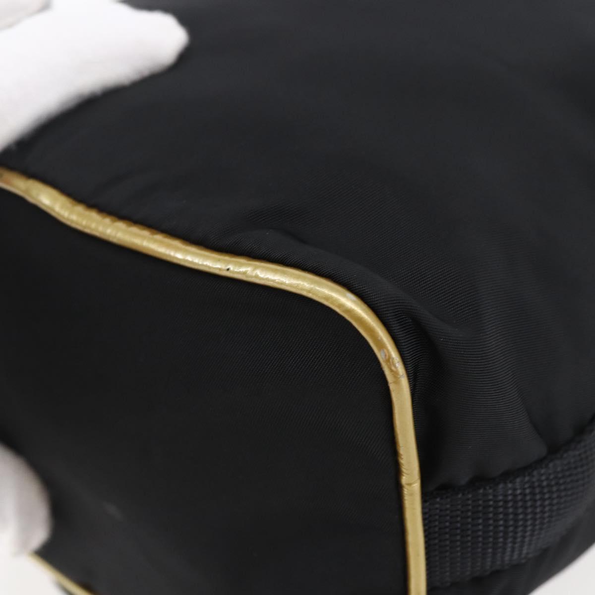 PRADA Hand Bag Nylon Black Silver Auth 147526