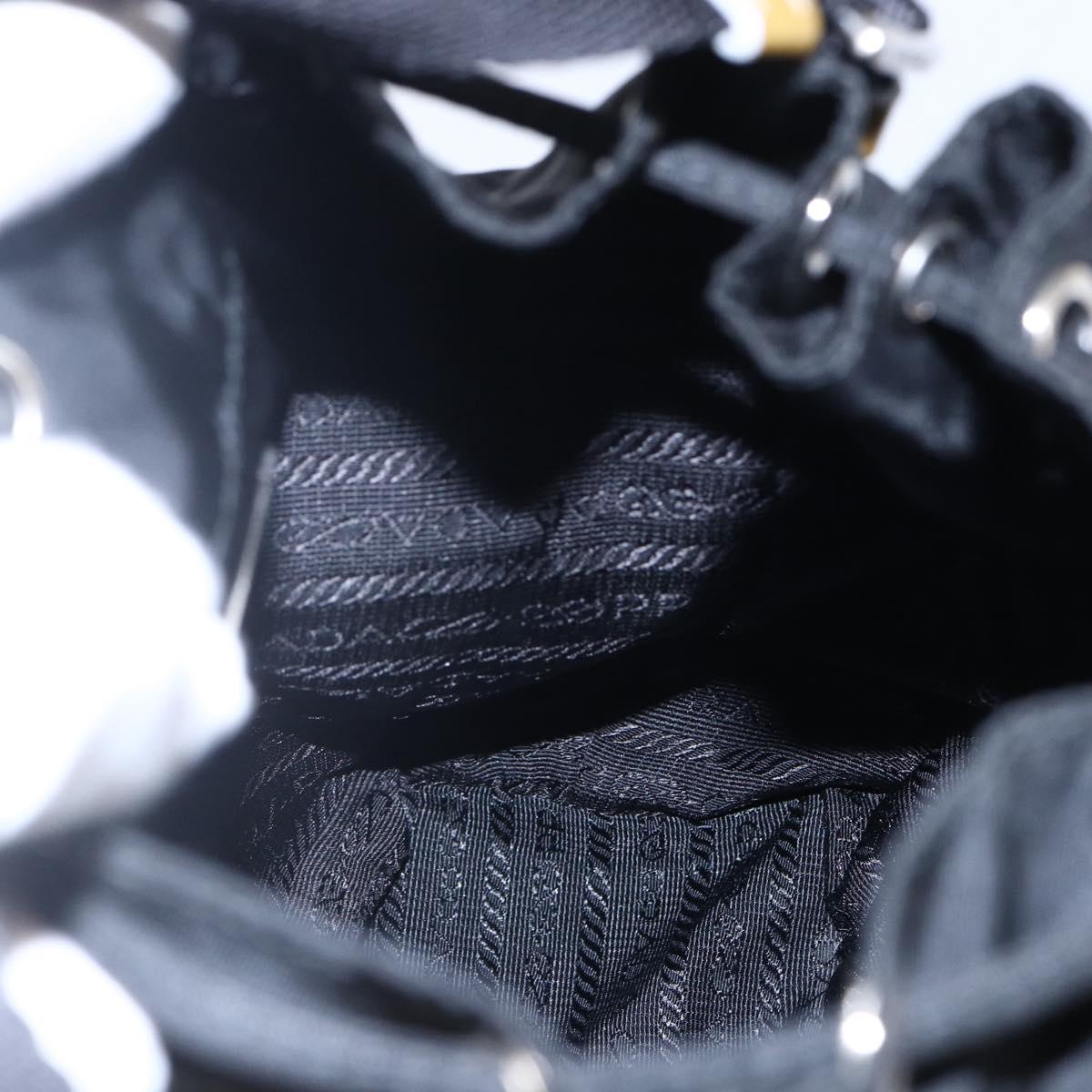 PRADA Hand Bag Nylon Black Silver Auth 147526