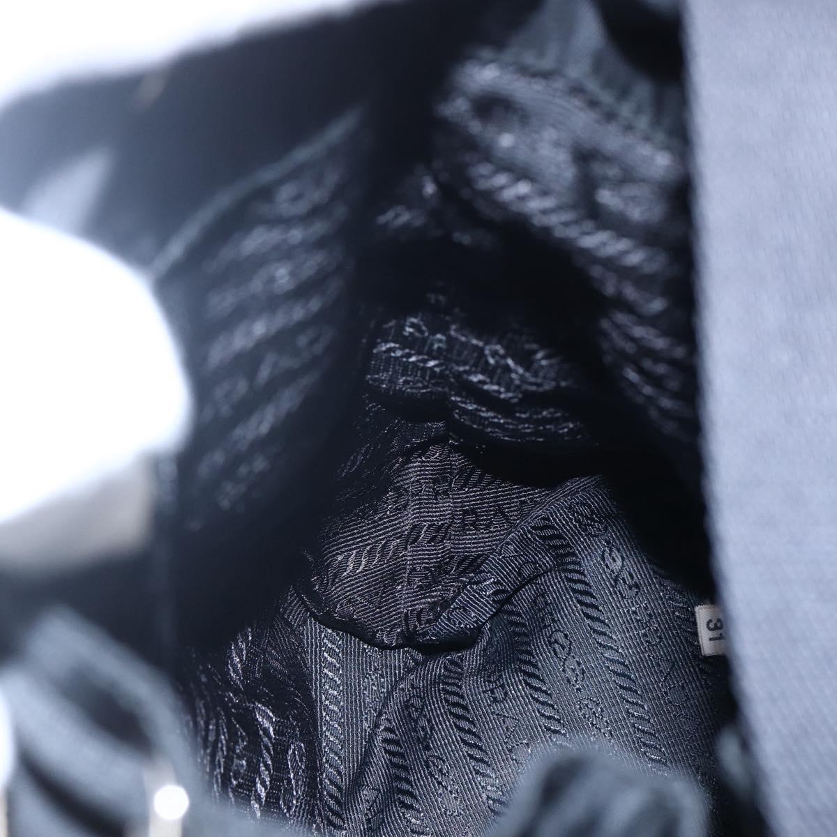 PRADA Hand Bag Nylon Black Silver Auth 147526