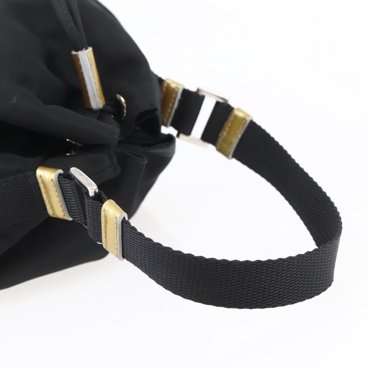 PRADA Hand Bag Nylon Black Silver Auth 147526
