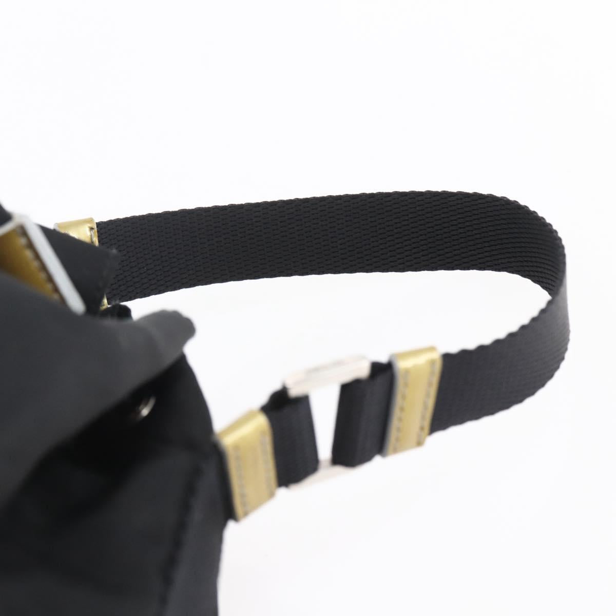 PRADA Hand Bag Nylon Black Silver Auth 147526