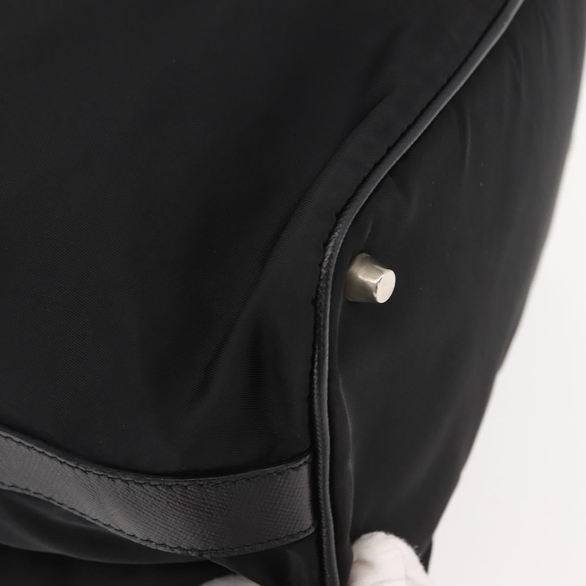 PRADA Shoulder Bag Nylon Black Silver Auth 147527