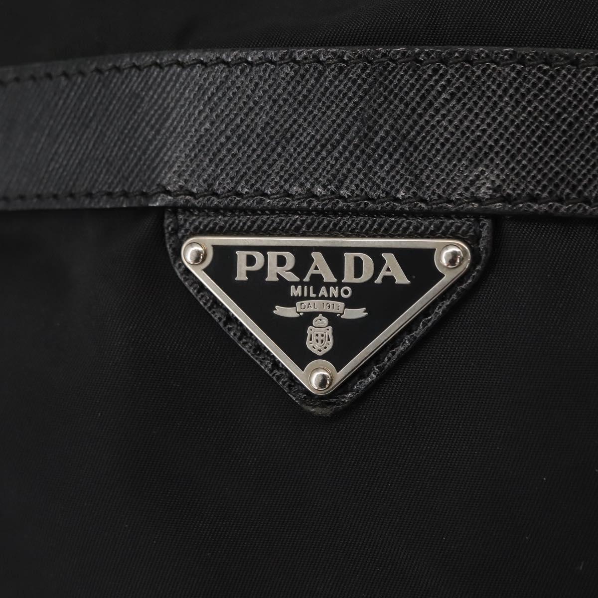 PRADA Shoulder Bag Nylon Black Silver Auth 147527