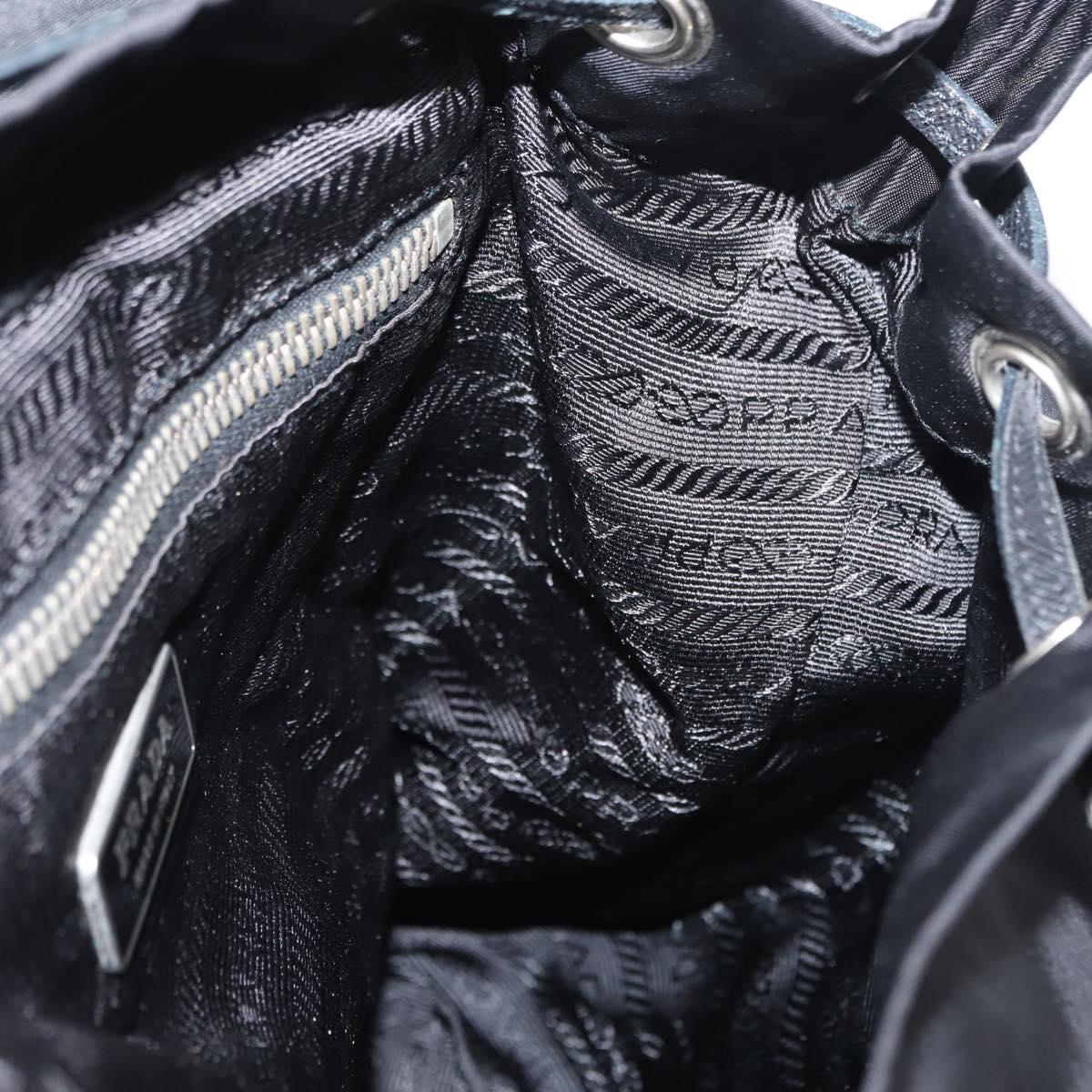 PRADA Shoulder Bag Nylon Black Silver Auth 147527