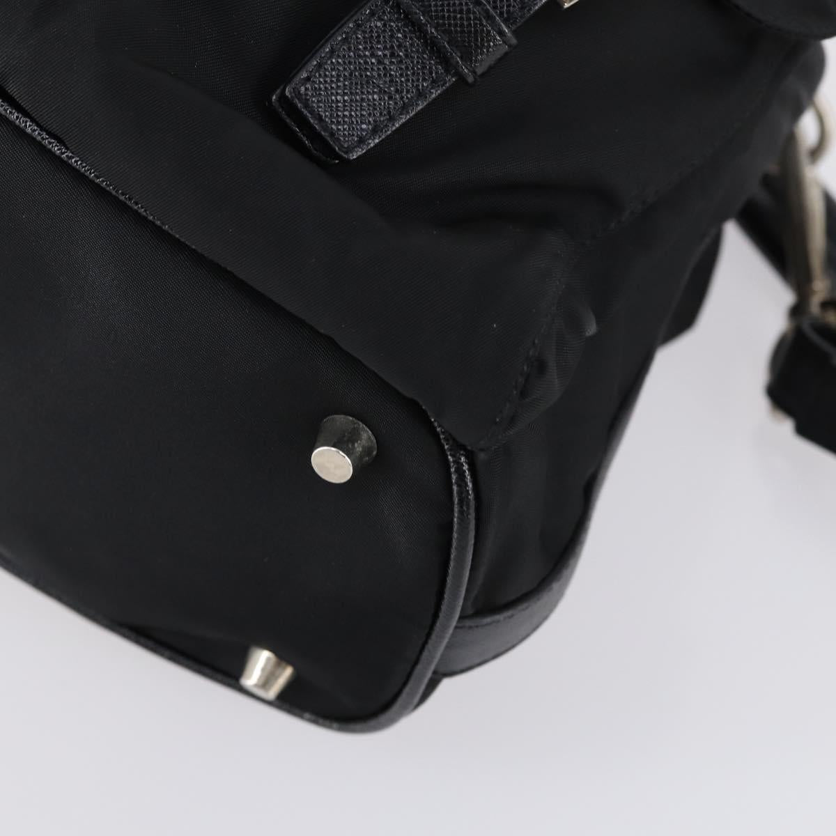 PRADA Shoulder Bag Nylon Black Silver Auth 147531
