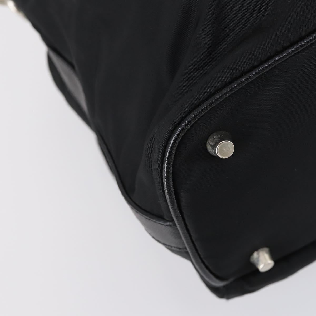 PRADA Shoulder Bag Nylon Black Silver Auth 147531