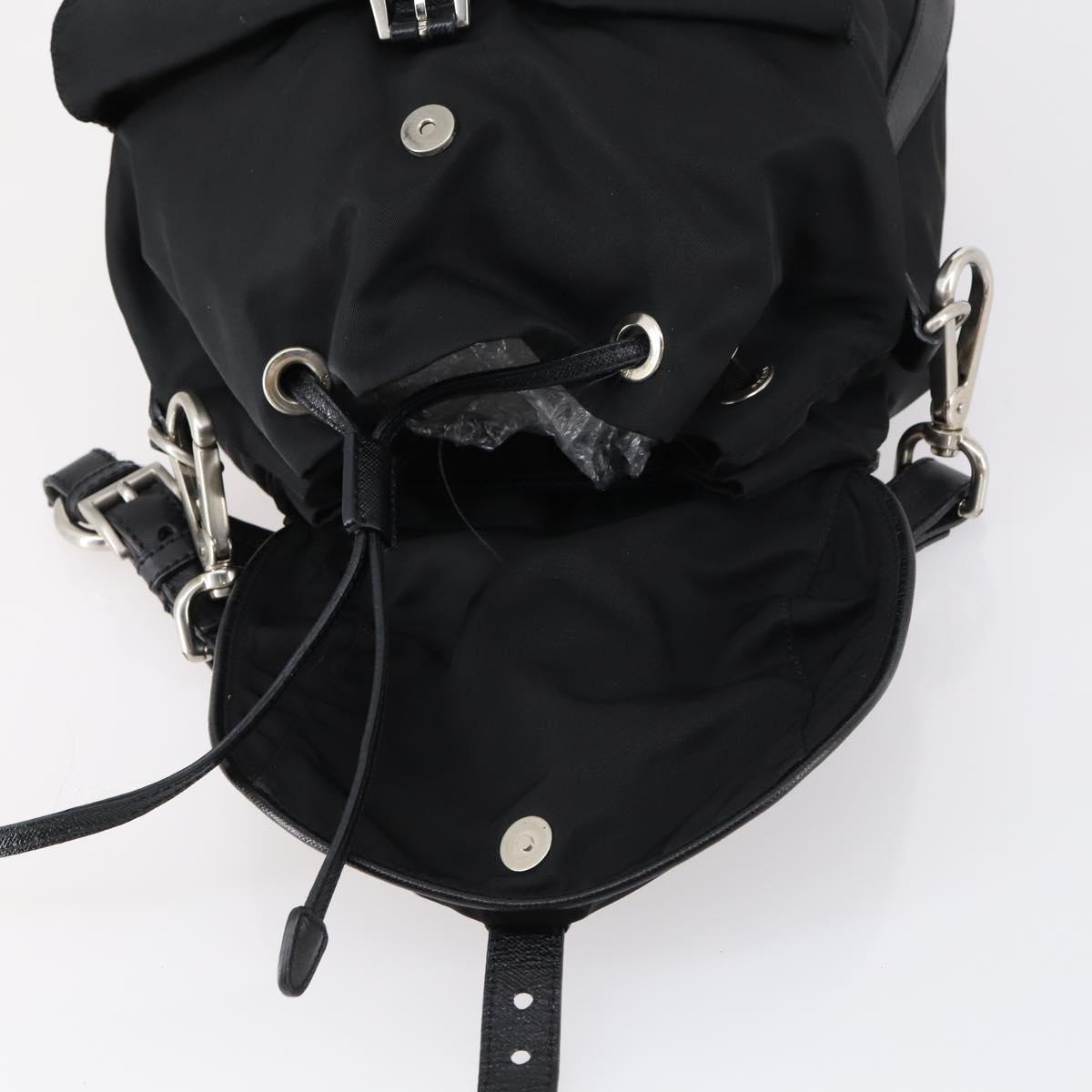 PRADA Shoulder Bag Nylon Black Silver Auth 147531