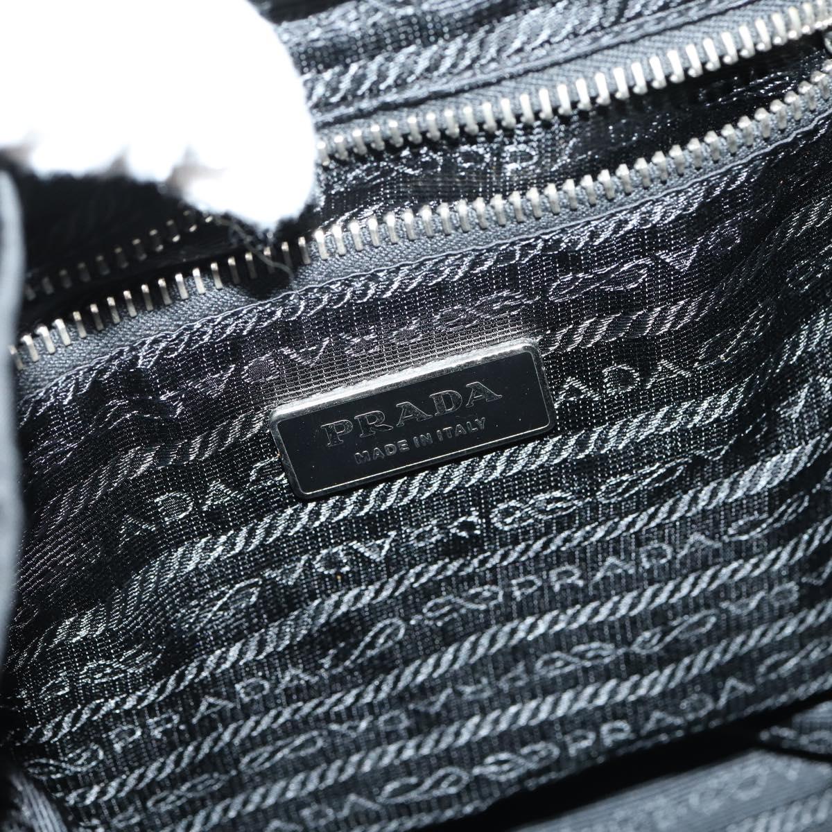 PRADA Shoulder Bag Nylon Black Silver Auth 147531