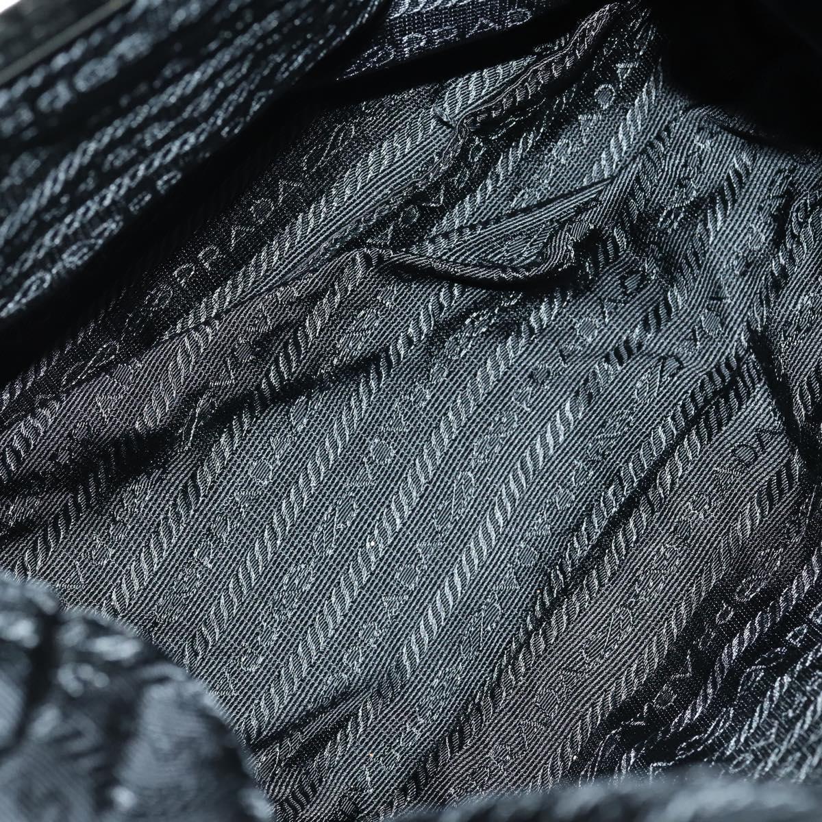 PRADA Shoulder Bag Nylon Black Silver Auth 147531