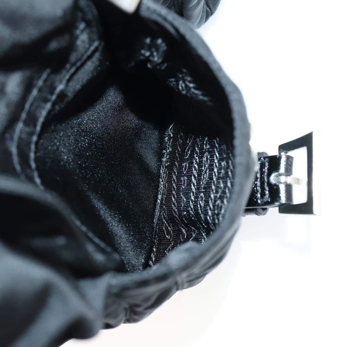 PRADA Shoulder Bag Nylon Black Silver Auth 147531