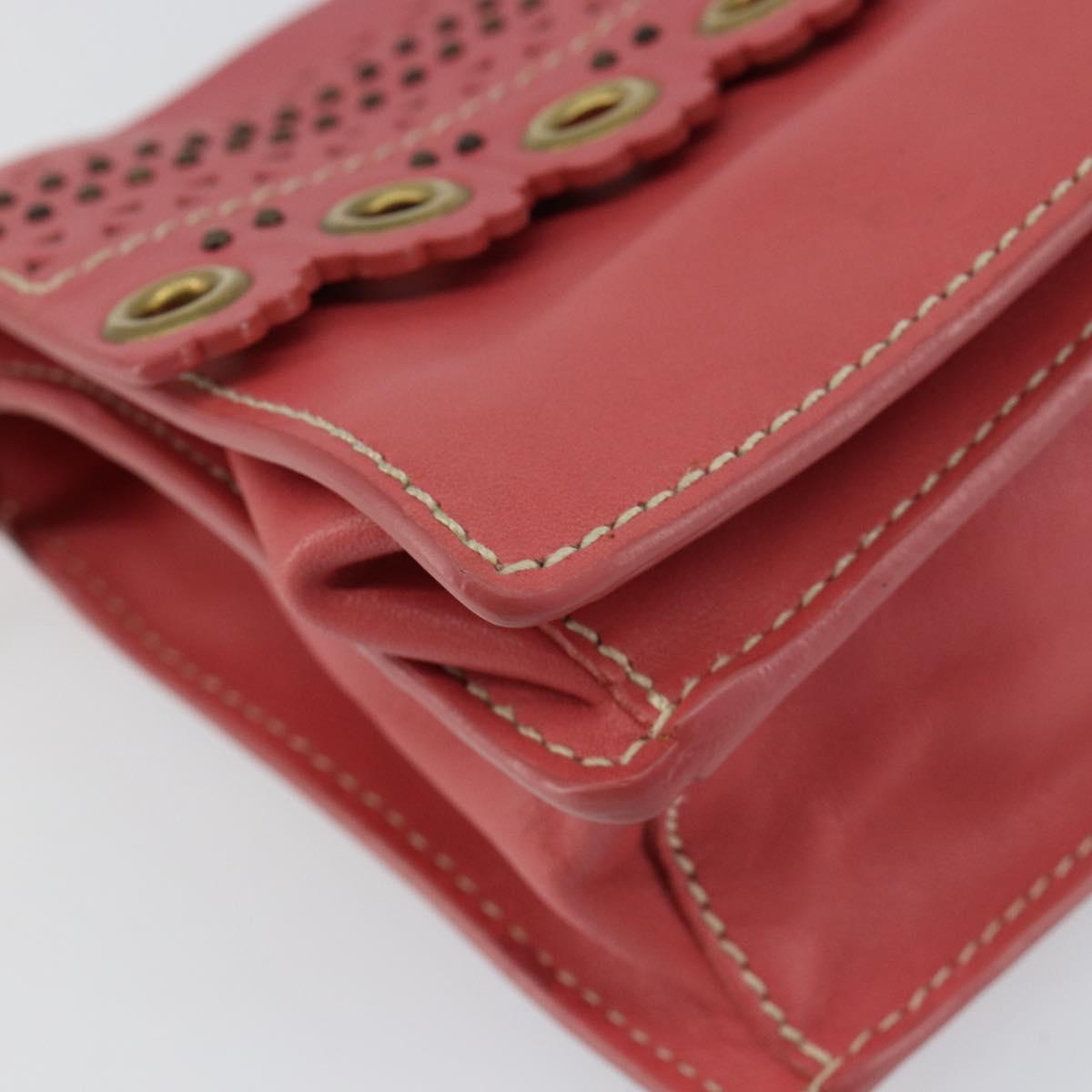 Miu Miu Shoulder Bag Leather Pink Gold Auth 147535