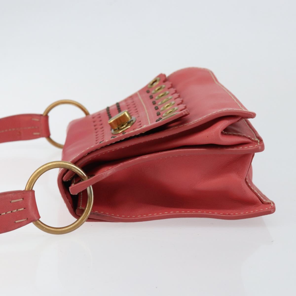 Miu Miu Shoulder Bag Leather Pink Gold Auth 147535