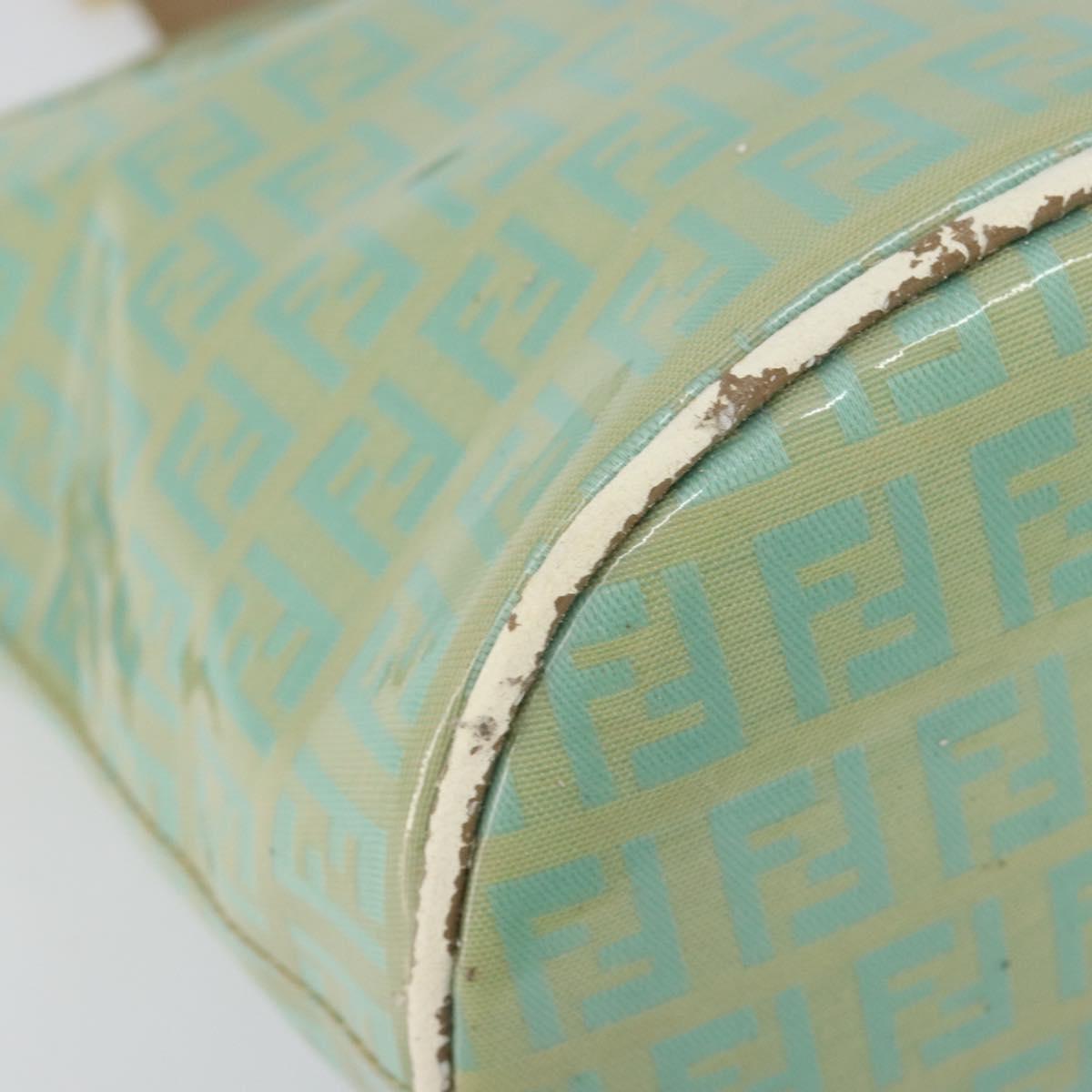 FENDI Zucchino Canvas Mamma Baguette Bag Enamel Peppermint Gold Auth 147538