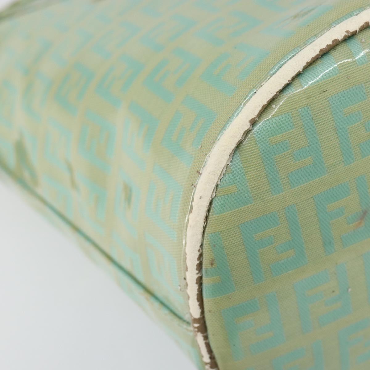 FENDI Zucchino Canvas Mamma Baguette Bag Enamel Peppermint Gold Auth 147538