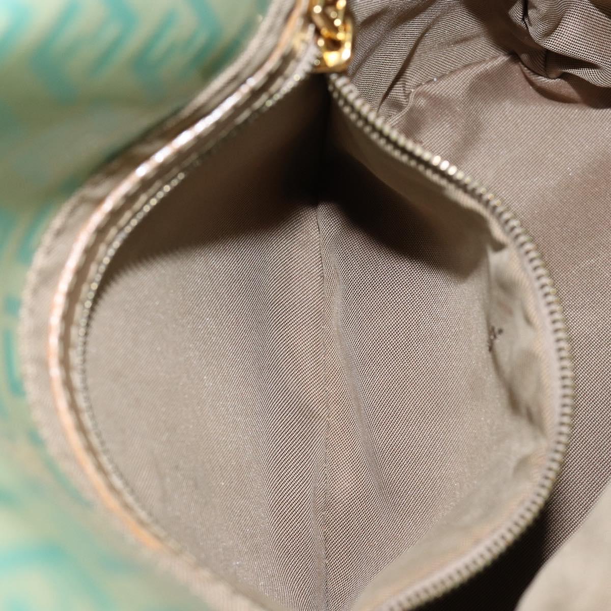 FENDI Zucchino Canvas Mamma Baguette Bag Enamel Peppermint Gold Auth 147538