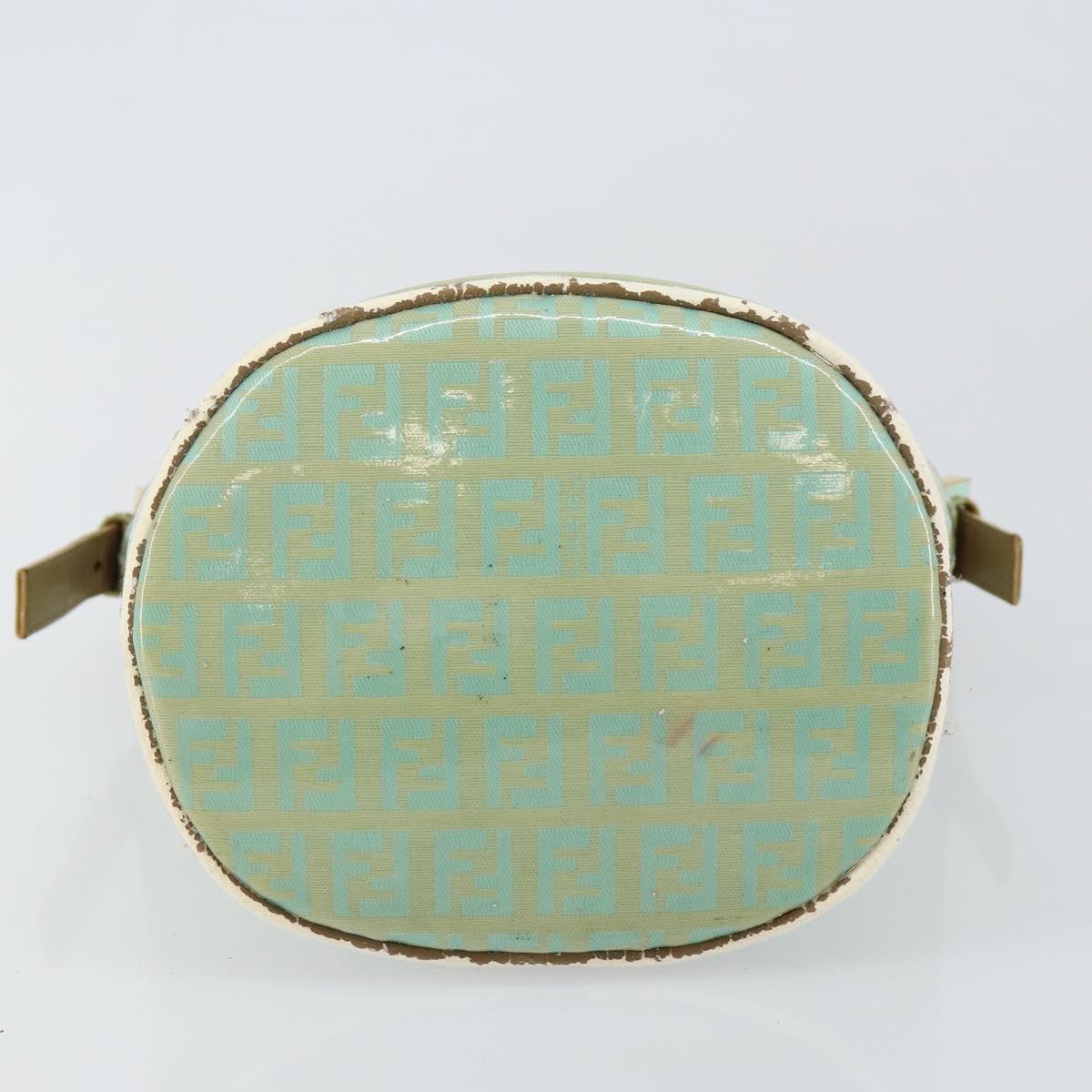 FENDI Zucchino Canvas Mamma Baguette Bag Enamel Peppermint Gold Auth 147538