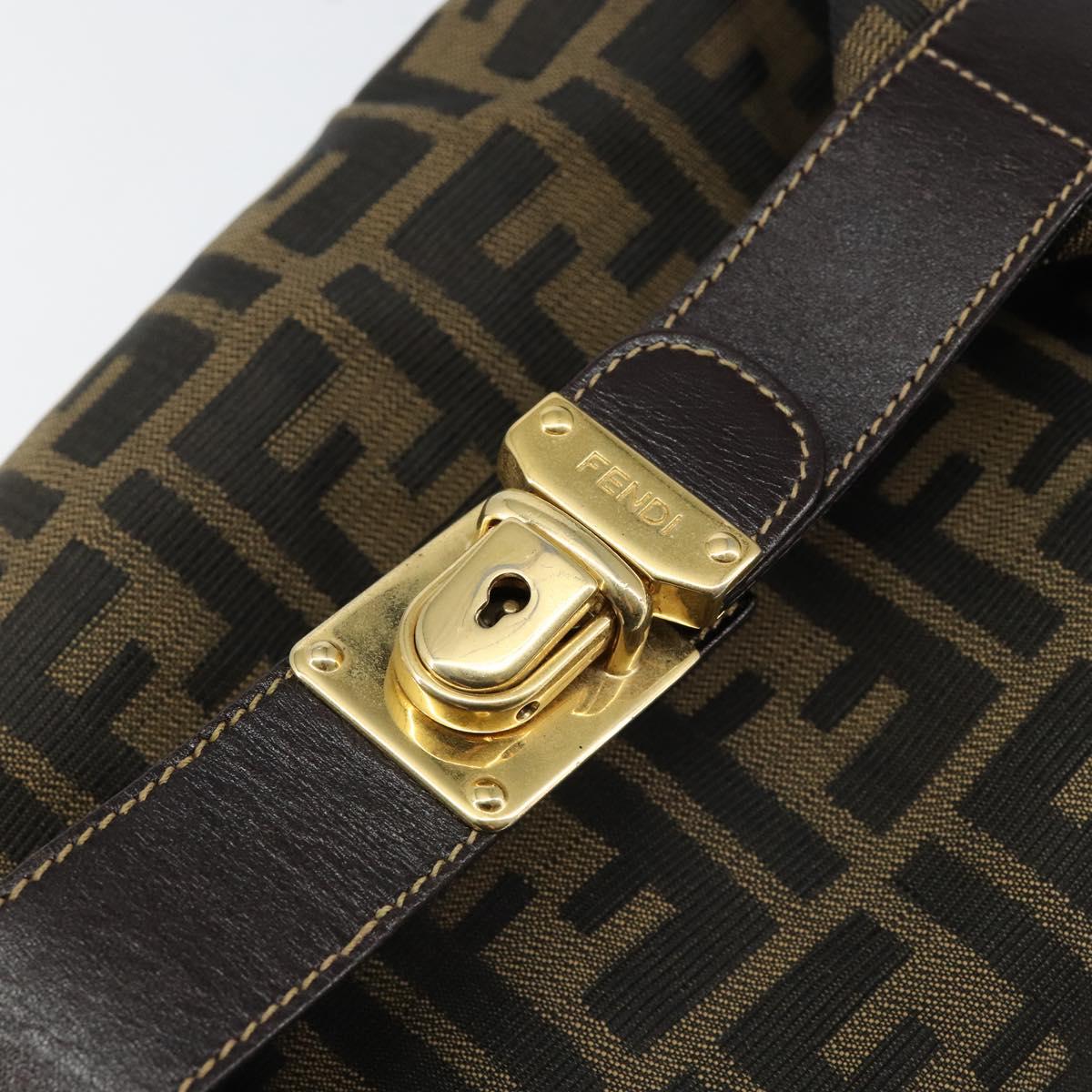 FENDI Zucca Canvas Vanity Bag Black Brown Auth 147539