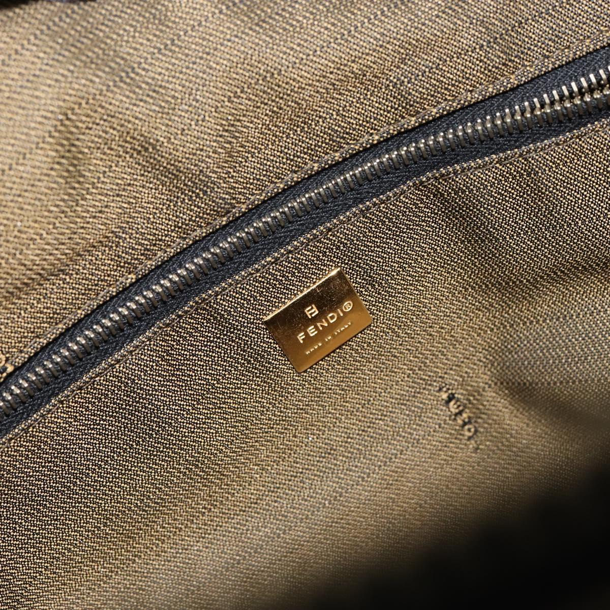 FENDI Zucca Canvas Vanity Bag Black Brown Auth 147539