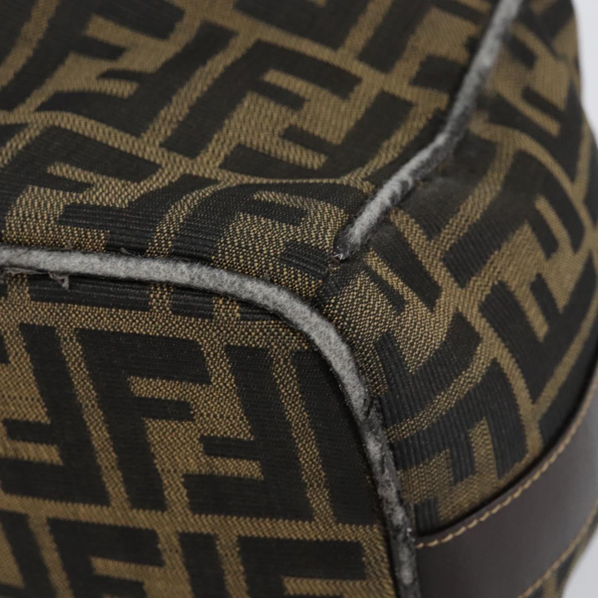 FENDI Zucca Canvas Vanity Bag Black Brown Auth 147539